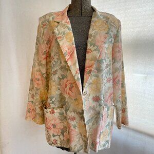 Vintage Diane Richard flax blend pastel floral blazer